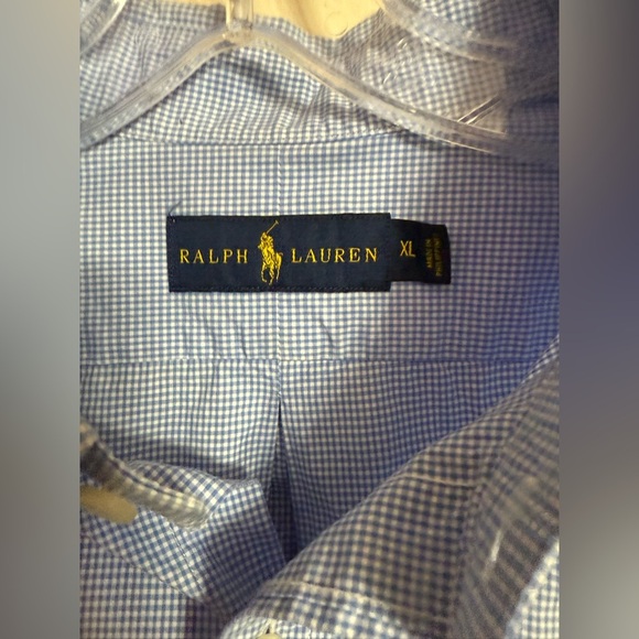 Ralph Lauren Shirt Mens XL Blue White Gingham Button Down Long Sleeve Classic - Picture 2 of 4